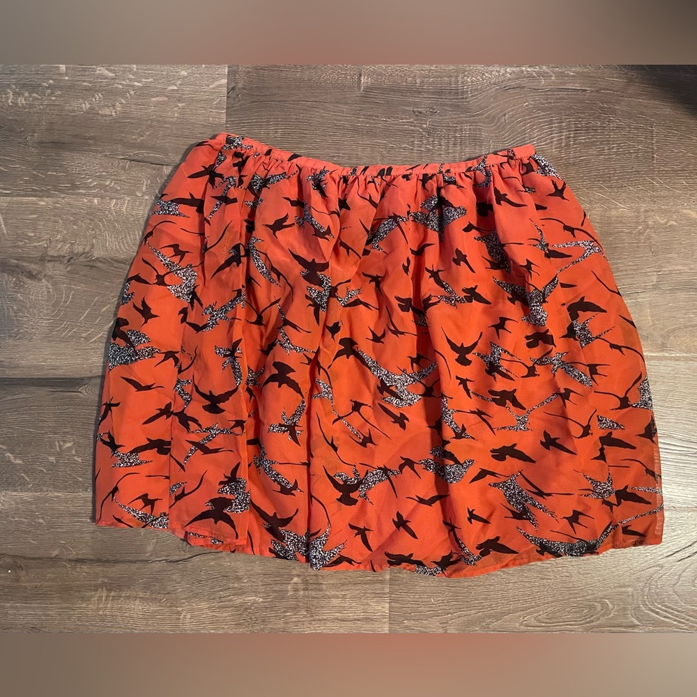 Modbe orange and navy blue bird skirt, size Xl